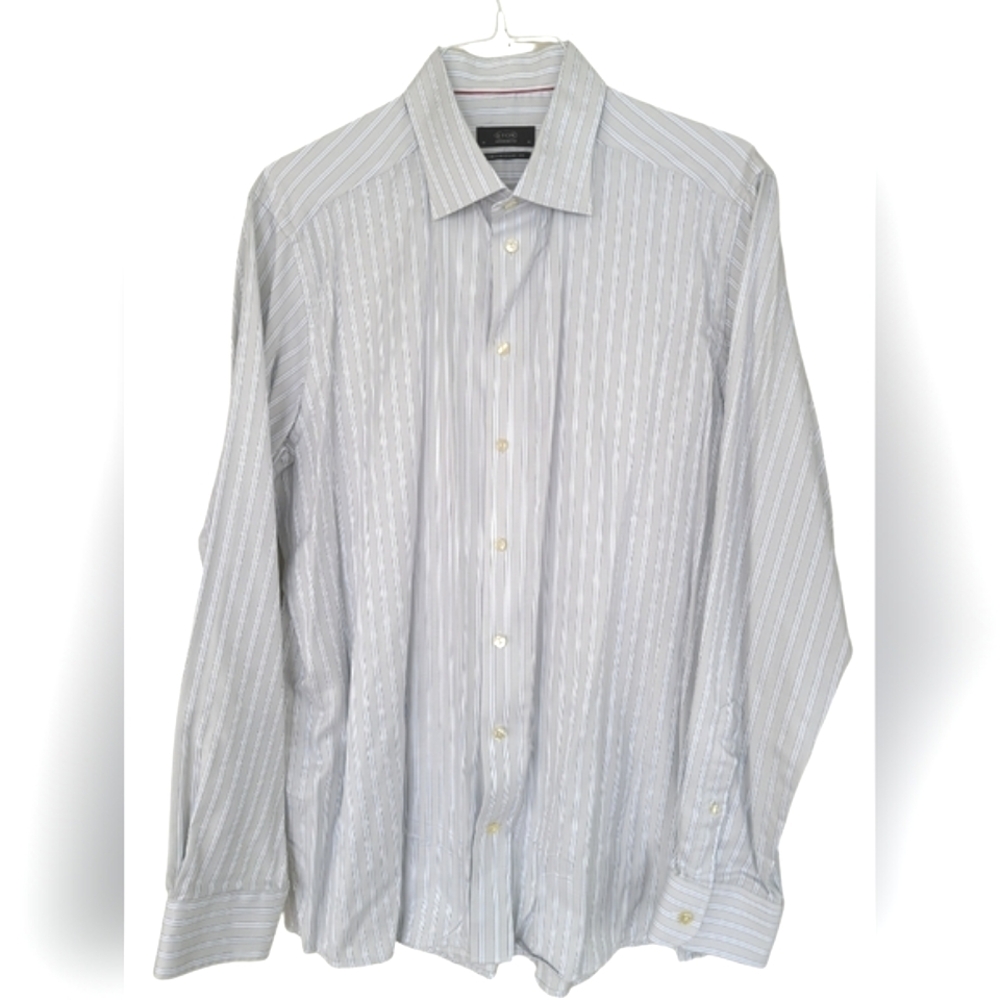 ETON ◾️ Striped Cotton Dress Shirt - Size 46/18, Beige/Blue
